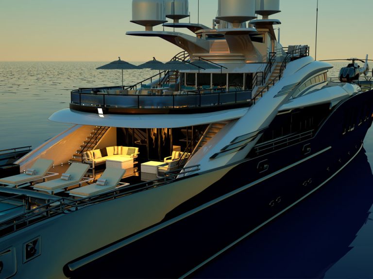 Superyacht featuring a luxurious outdoor dining area